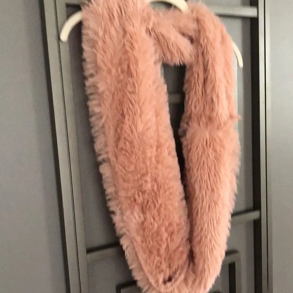 Blush soft faux fur Infinity scarf.